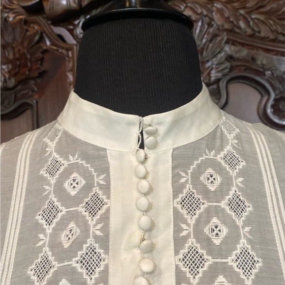 NWT BCBG MAXAZRIA WHITE BLOUSE/BLUE PINSTRIPE SKIRT DRESS, SIZE6 - Picture 8 of 11